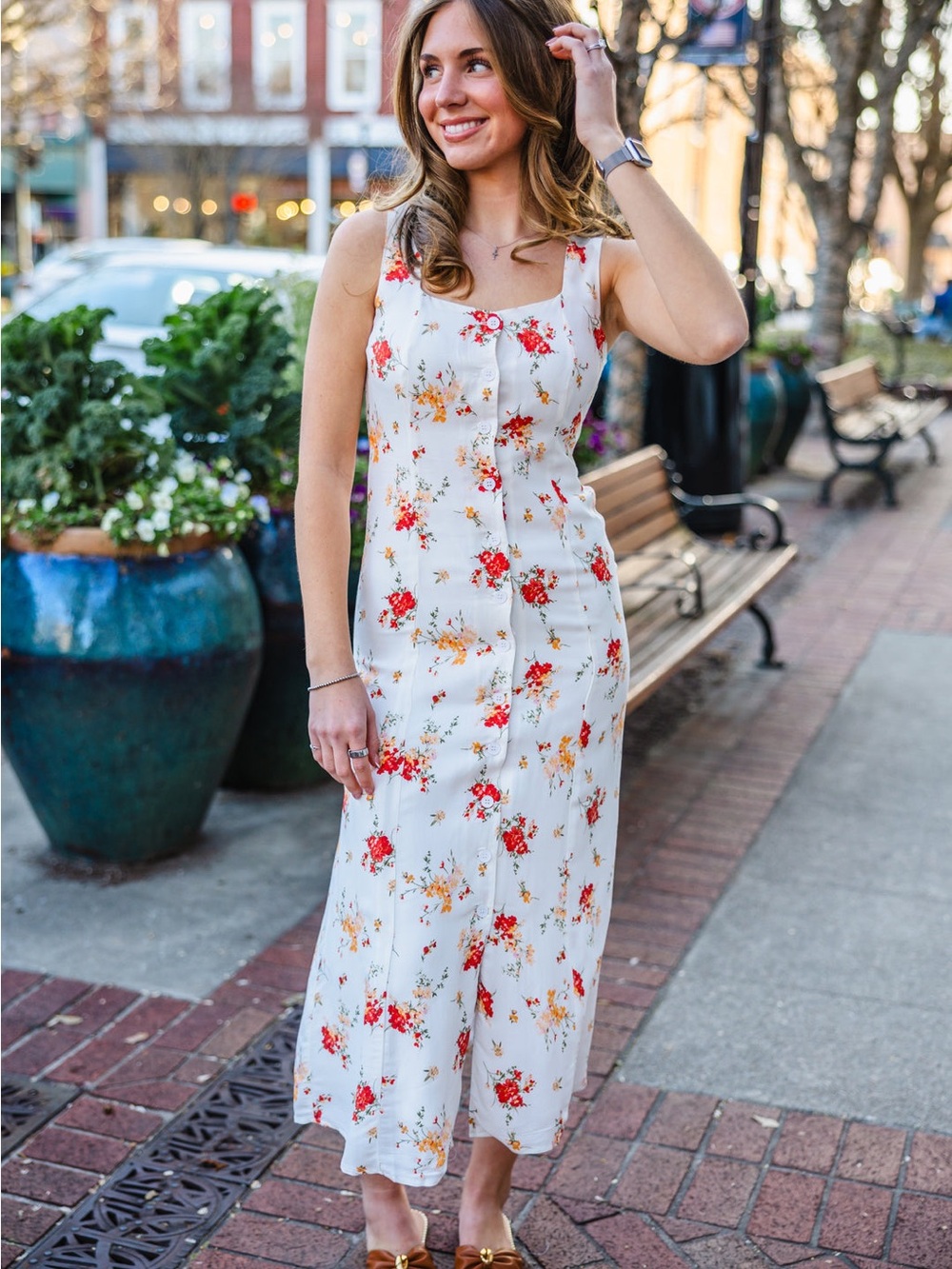 Altar’d State The Workshop Floral Button Front Maxi Dress L NWT